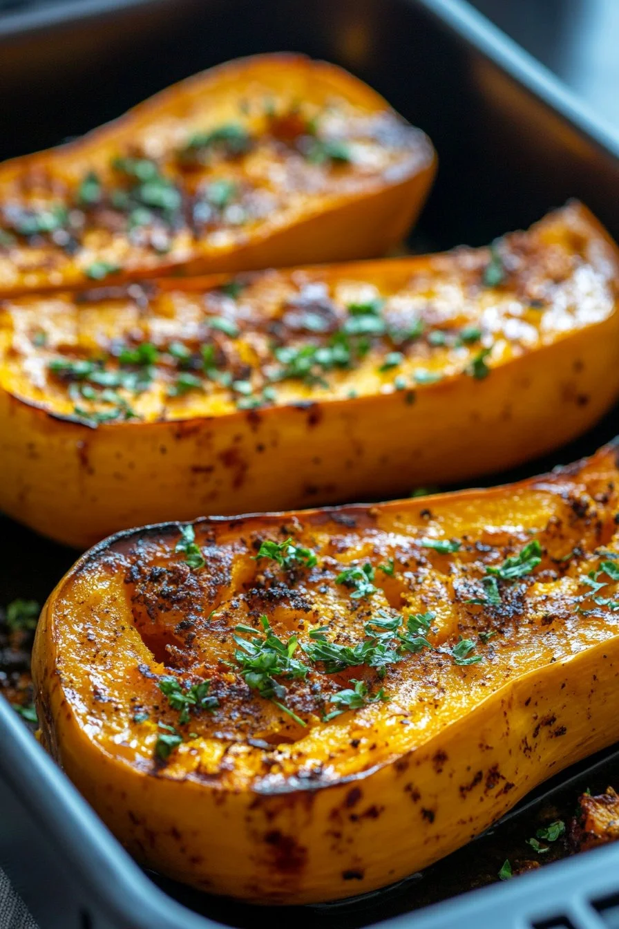 Połówki dyni piżmowej w frytkownicy powietrznej