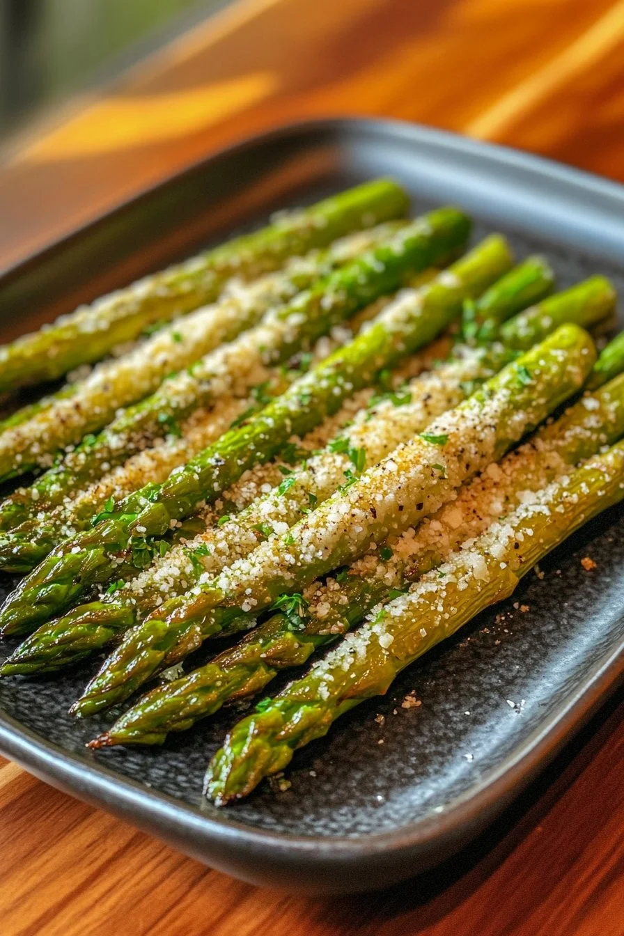 Pieczona zielona fasolka z parmezanem