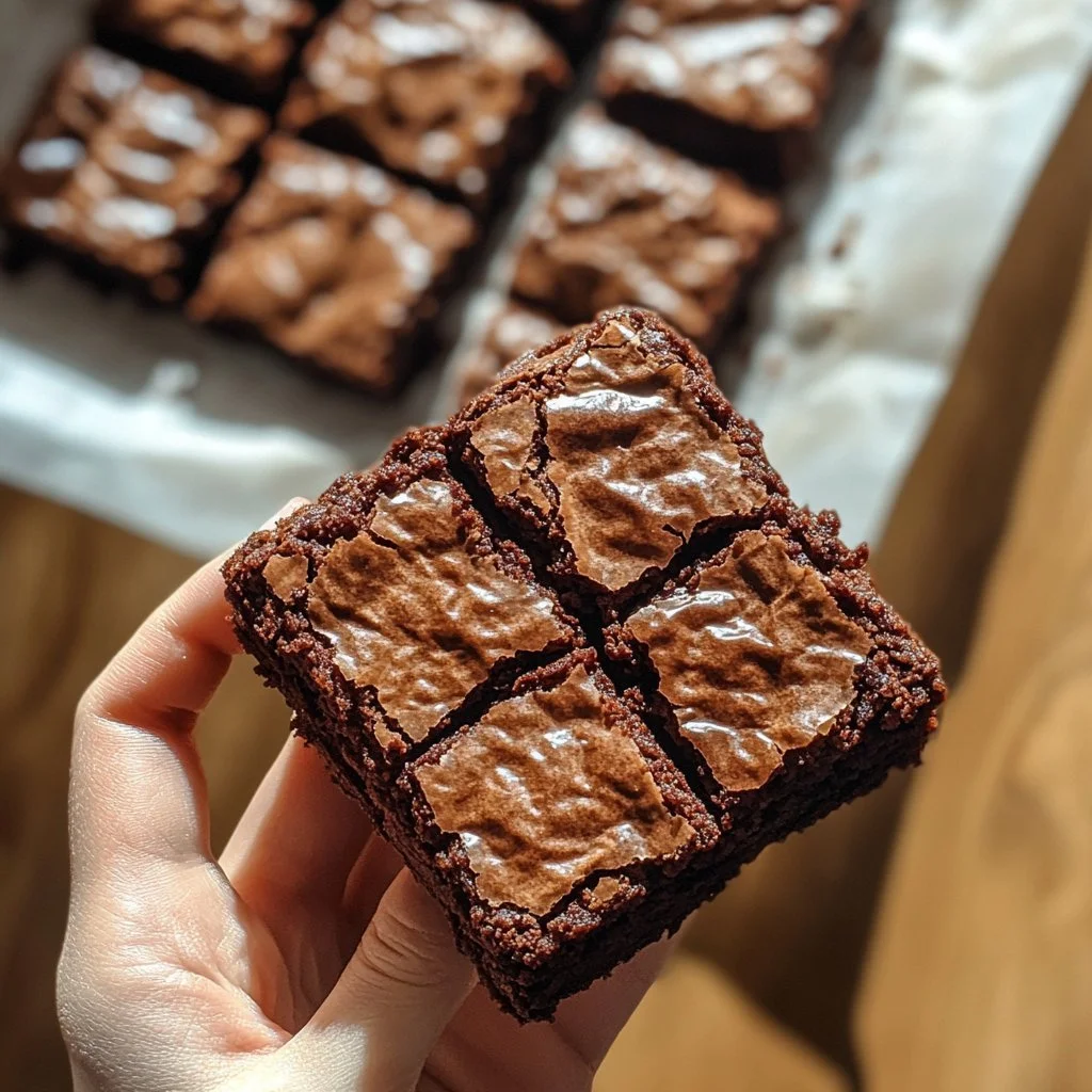 Czekoladowe brownie z pyszną polewą czekoladową na talerzu