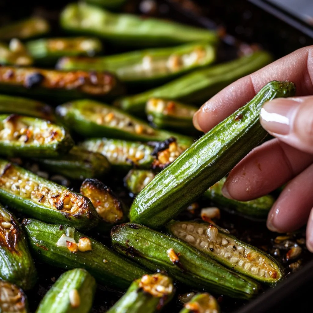 Czosek pieczony okra na talerzu, zdrowa i smaczna potrawa