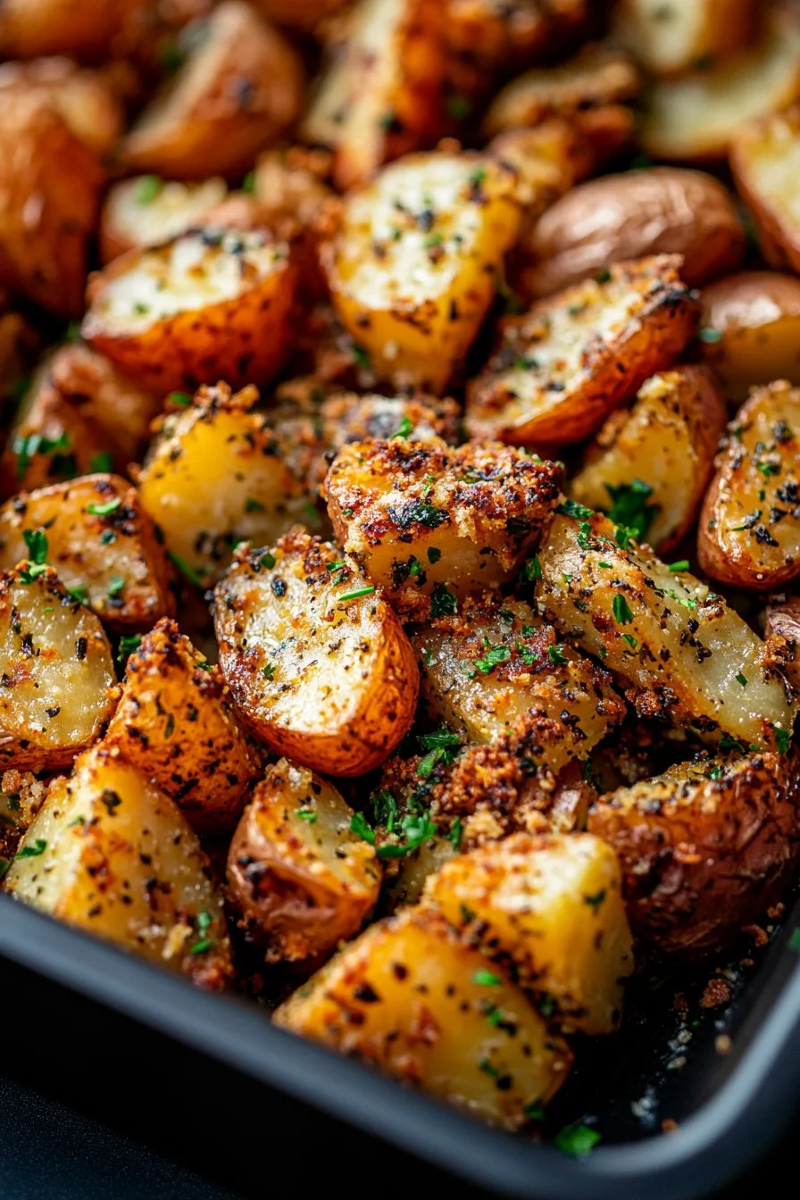 Ziemniaki pieczone z czosnkiem, ziołami i parmezanem