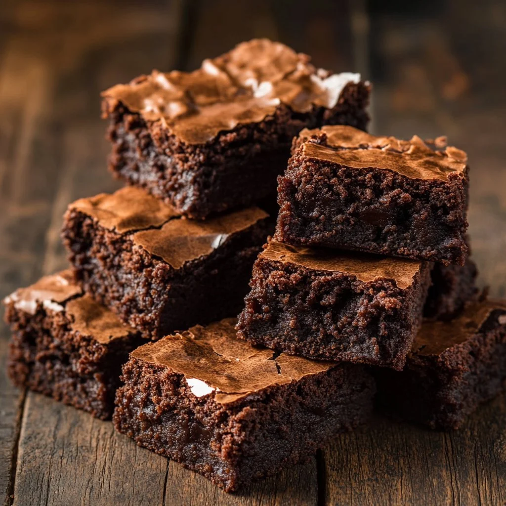 Pyszne brownie na talerzu, idealne na słodką przekąskę.