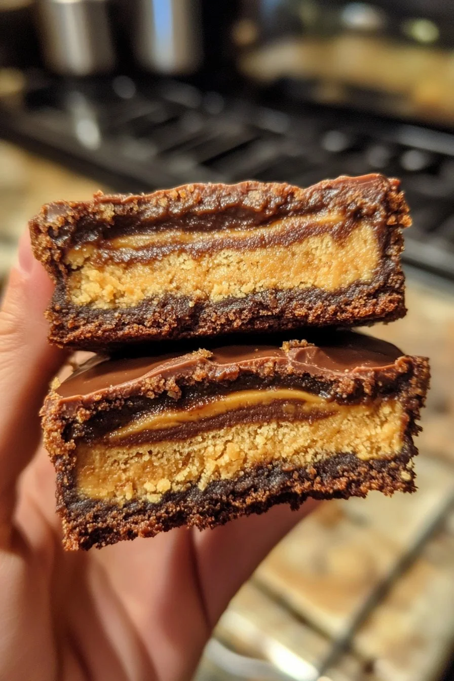 Ciastka brownie nadziewane kubkami masła orzechowego