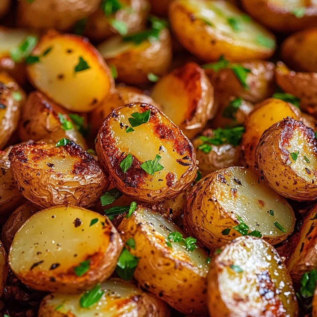 Perfekcyjne pieczone ziemniaki na talerzu, z dodatkiem ziół i przypraw.