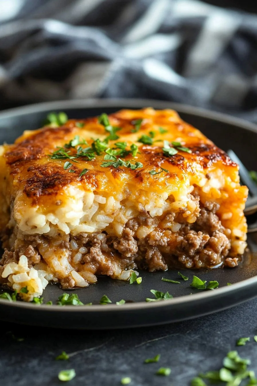 Casserole z wołowiny po francusku z ryżem