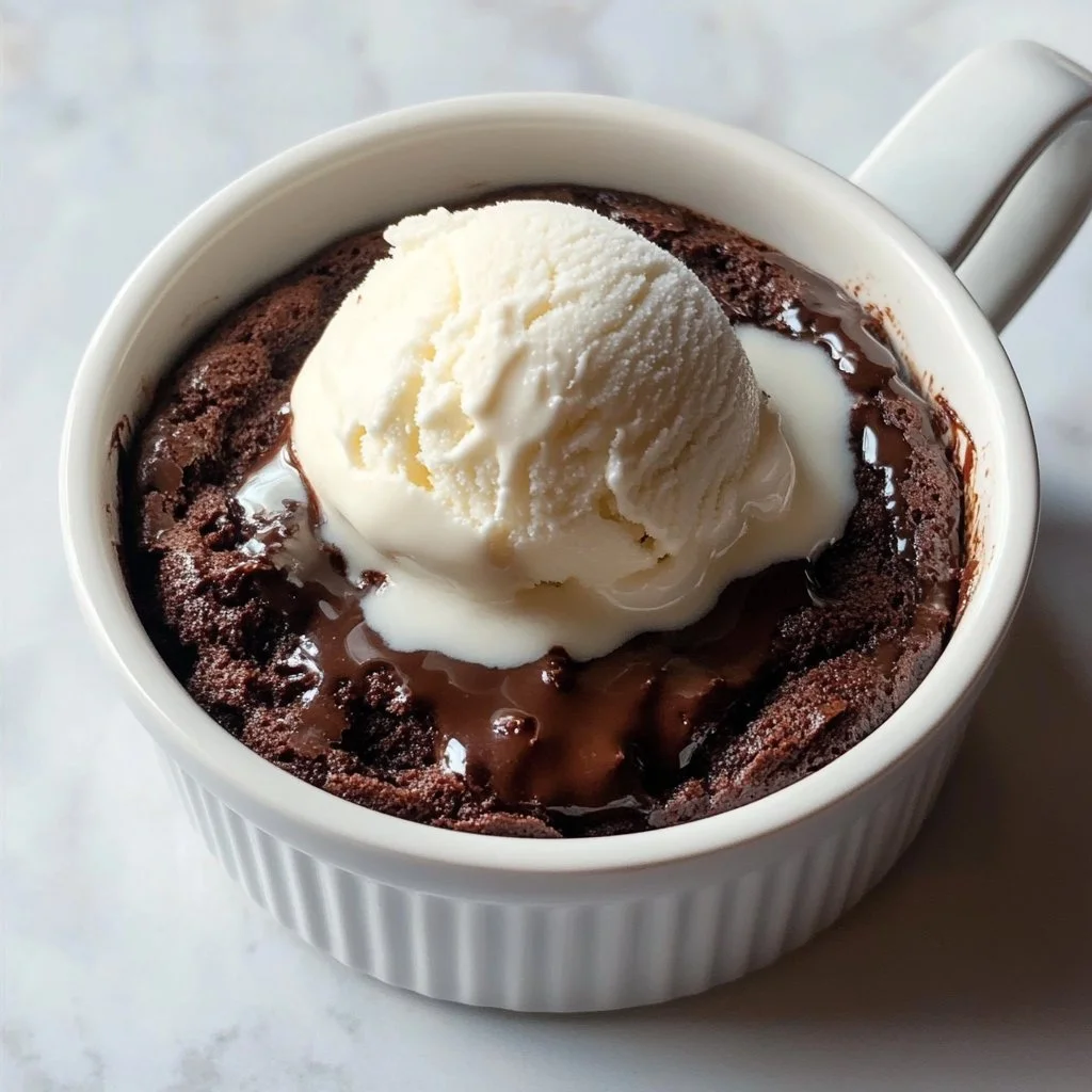 Czekoladowe brownie w kubku z pyszną polewą czekoladową