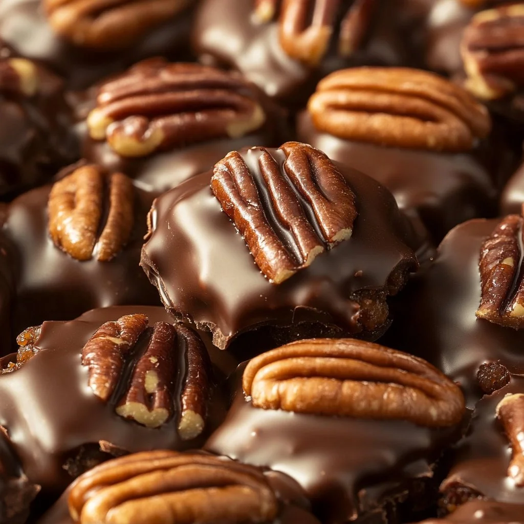 Czekoladowe karmelki z orzechami pecan w eleganckim opakowaniu