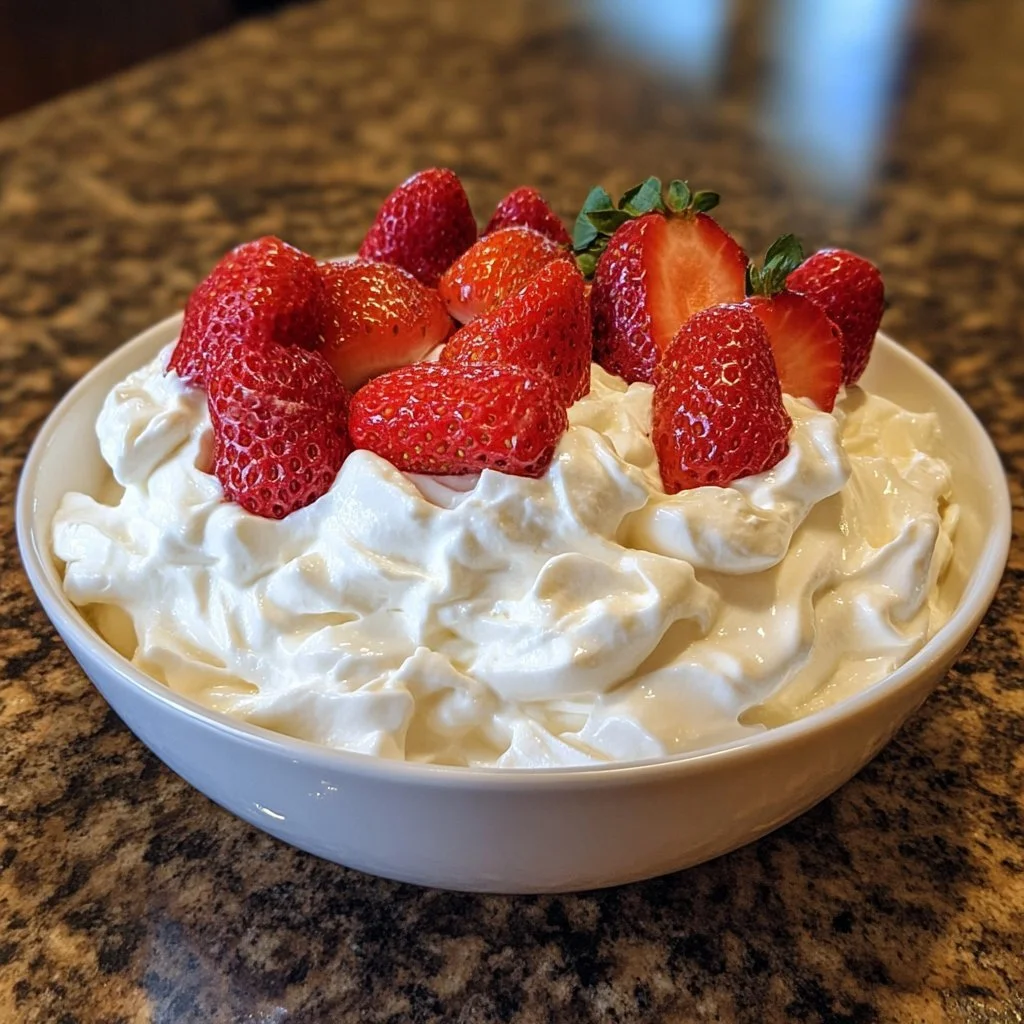 Dip owocowy z Cool Whip na stole z owocami i przekąskami