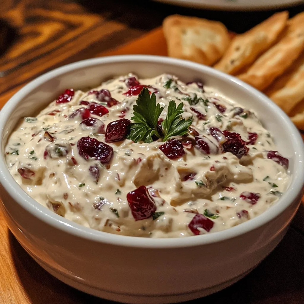 Dip z serka kremowego z żurawiną i jalapeño w miseczce