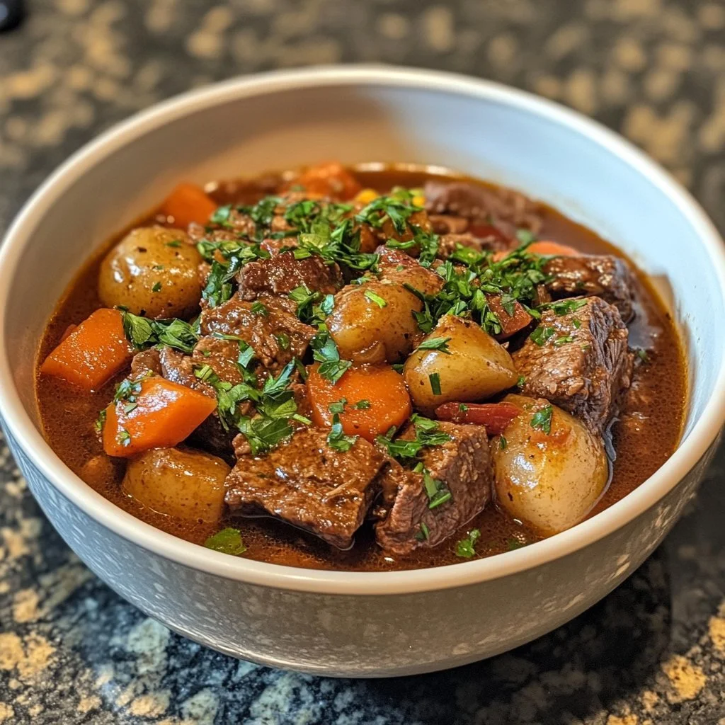 Gulasz wołowy przygotowany w Instant Pot z warzywami i przyprawami