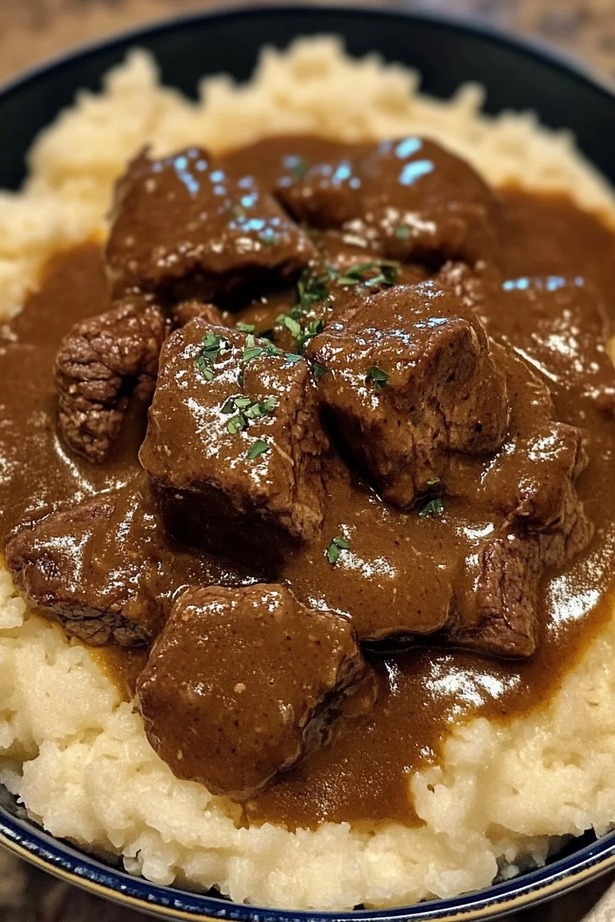 Wołowe kawałki z sosem gravy