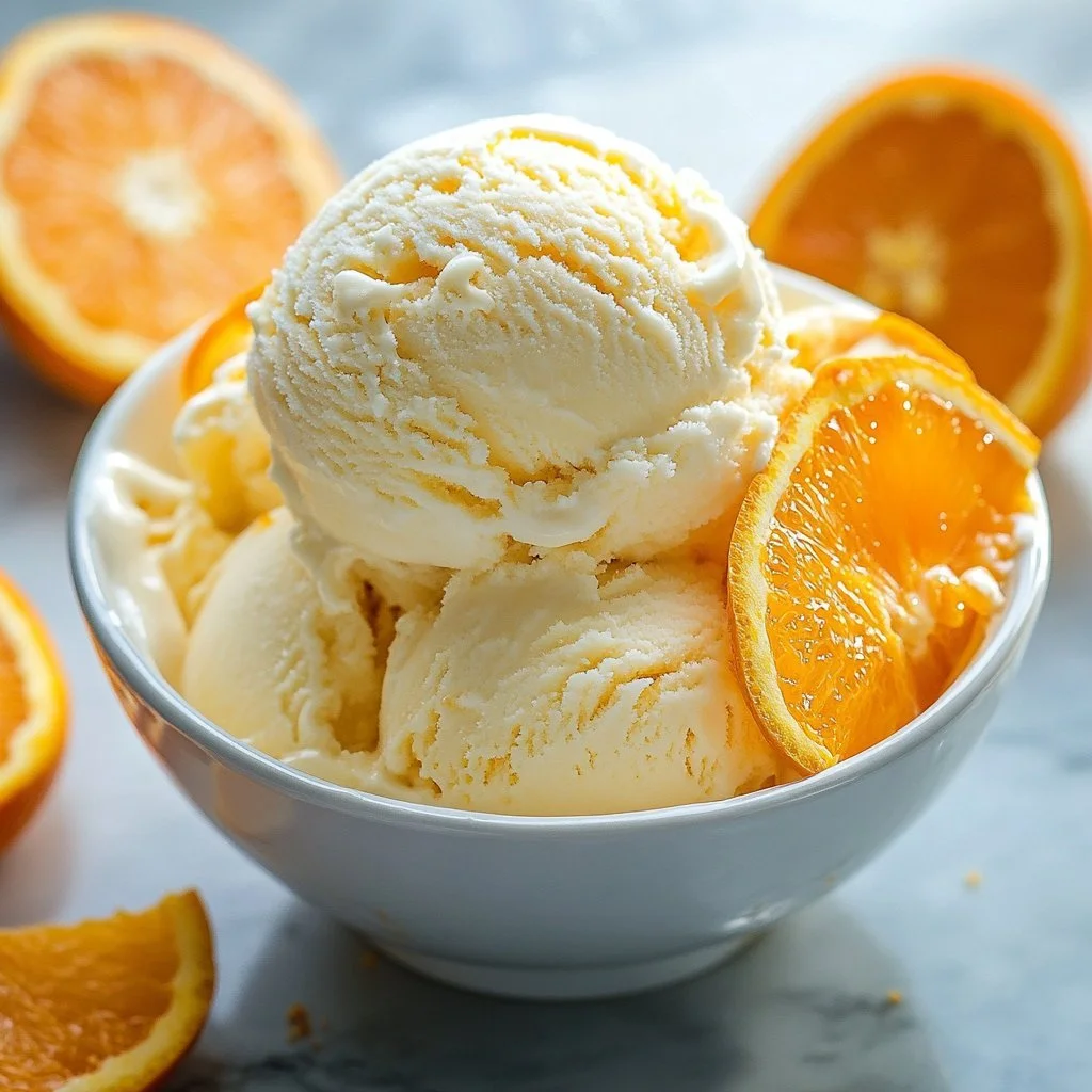 Pyszne lody pomarańczowe kremowe w miseczce