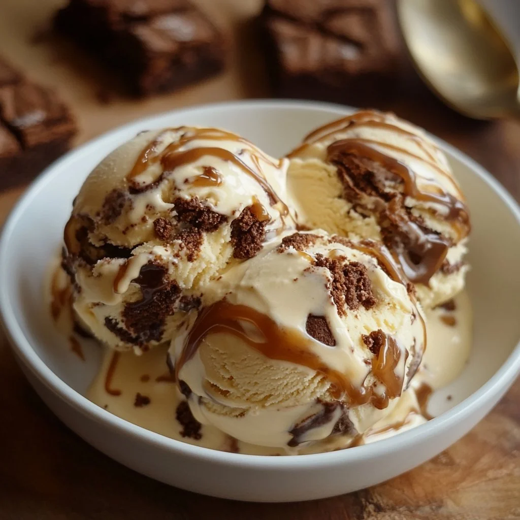 Lody z brownie z dodatkiem słonej karmelu na deser