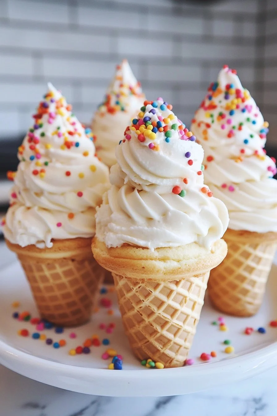 Lody w rożku z babeczką