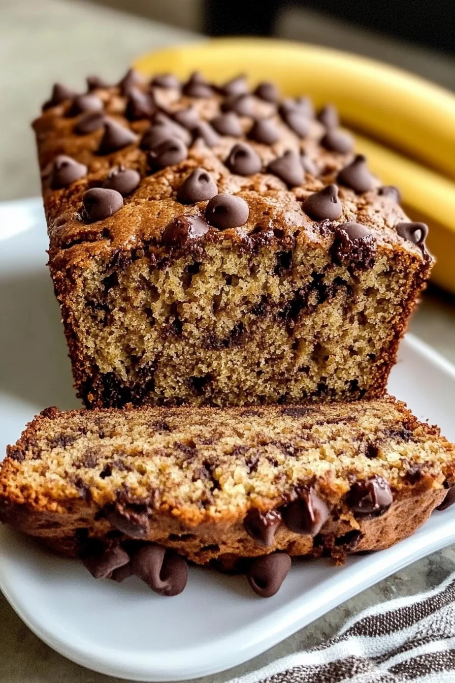 Super wilgotny chleb bananowy z kawałkami czekolady