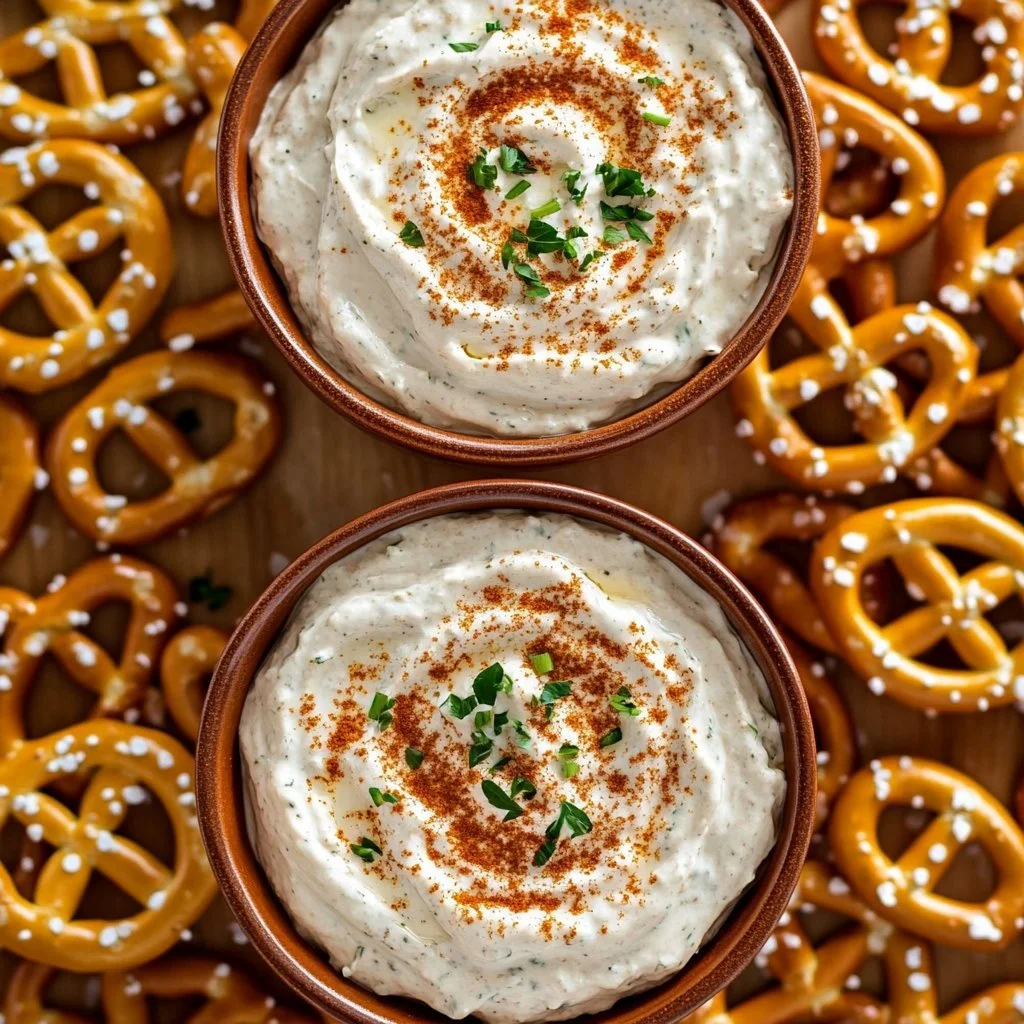 Pyszny dip do pretzeli przygotowany według sprawdzonego przepisu.
