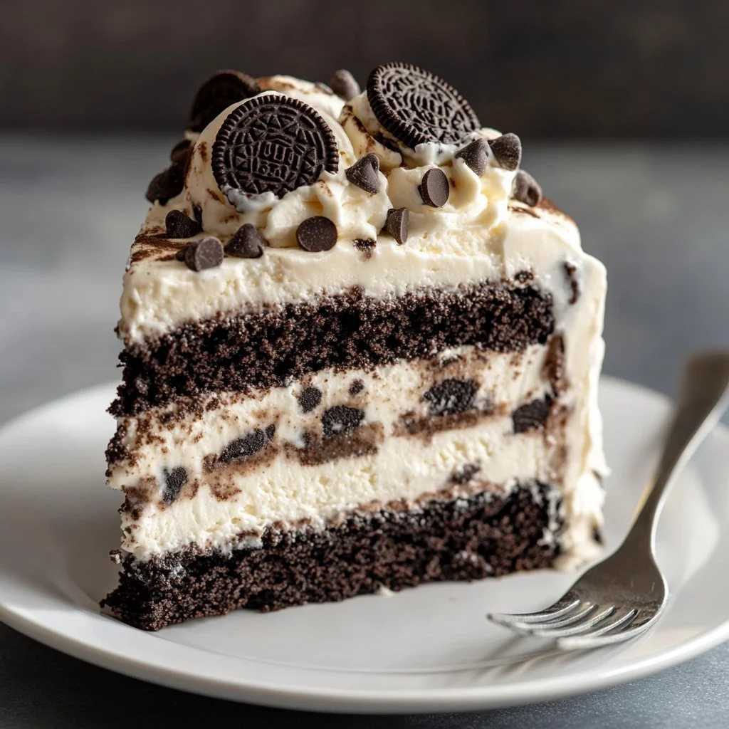 Tort lodowy Oreo z bitą śmietaną i kawałkami ciasteczek