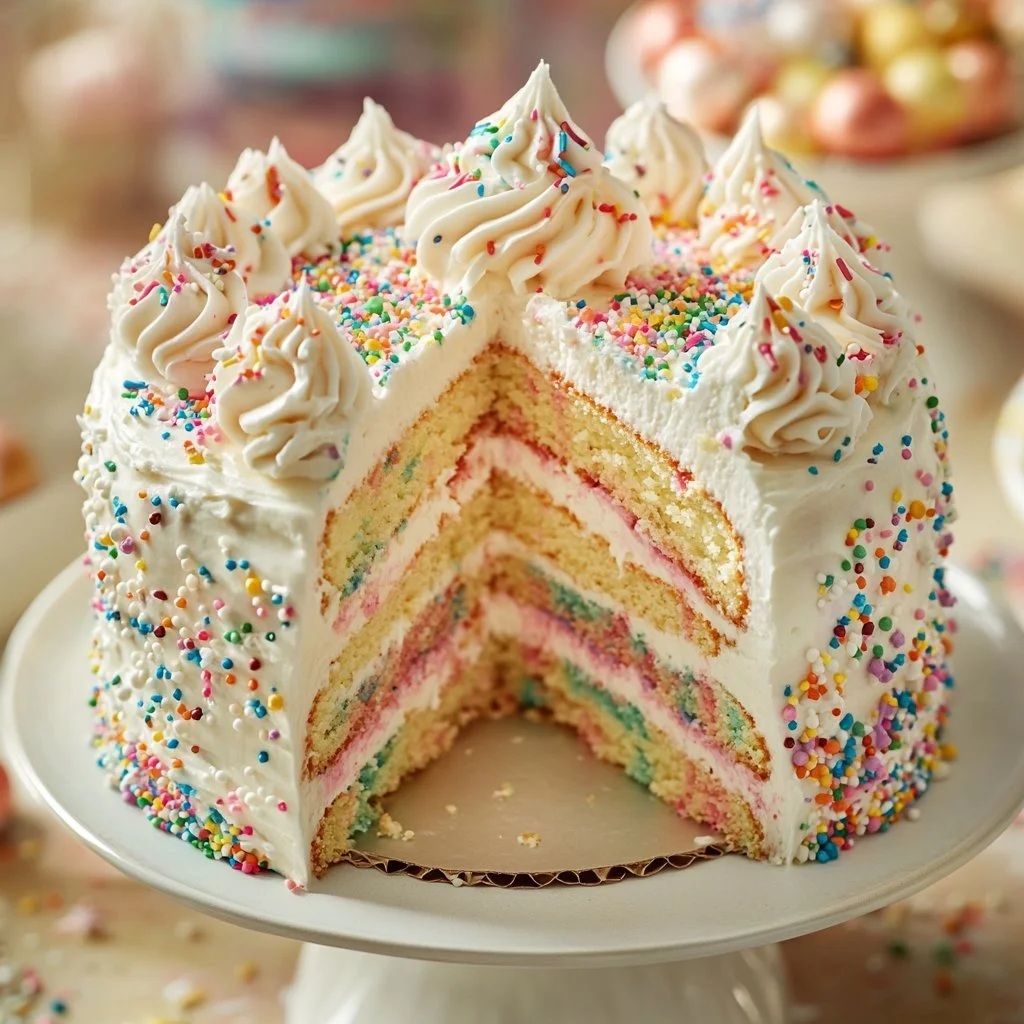 Tort Poke z Funfetti idealny na urodziny z kolorowymi posypkami