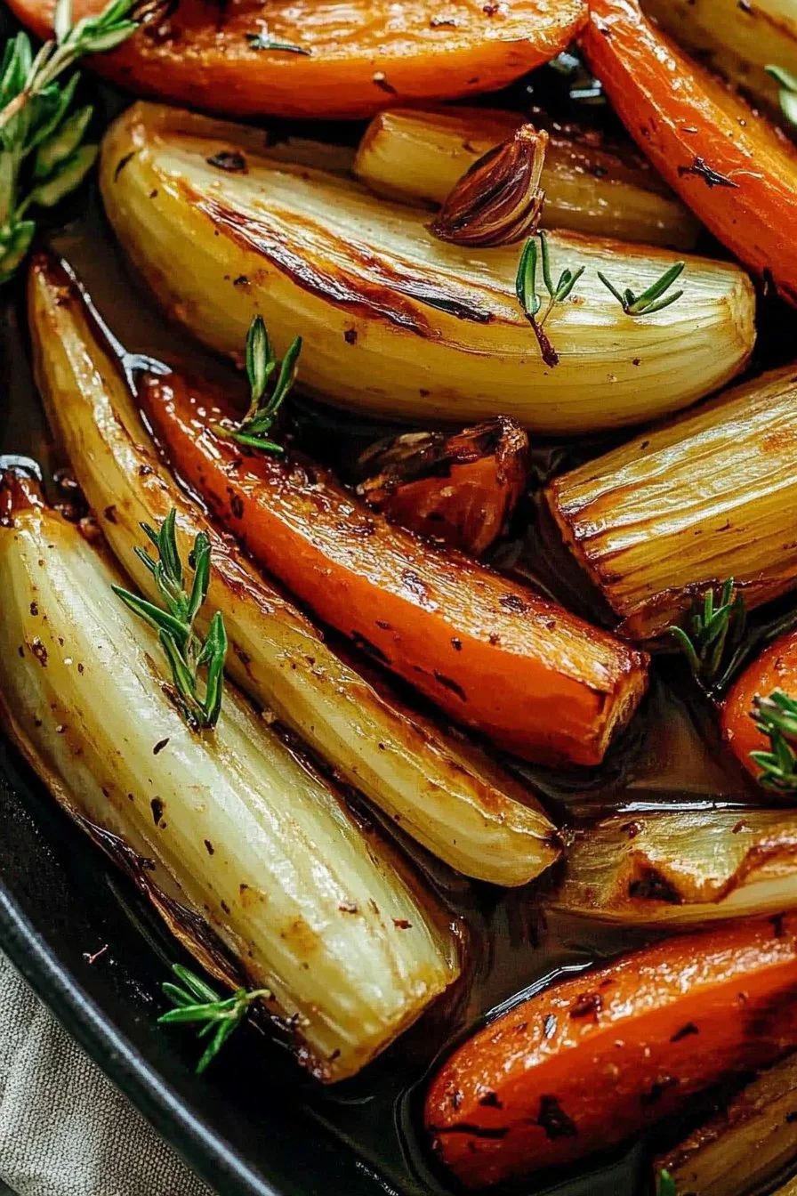 Balsamicznie pieczony fenkuł i marchewki