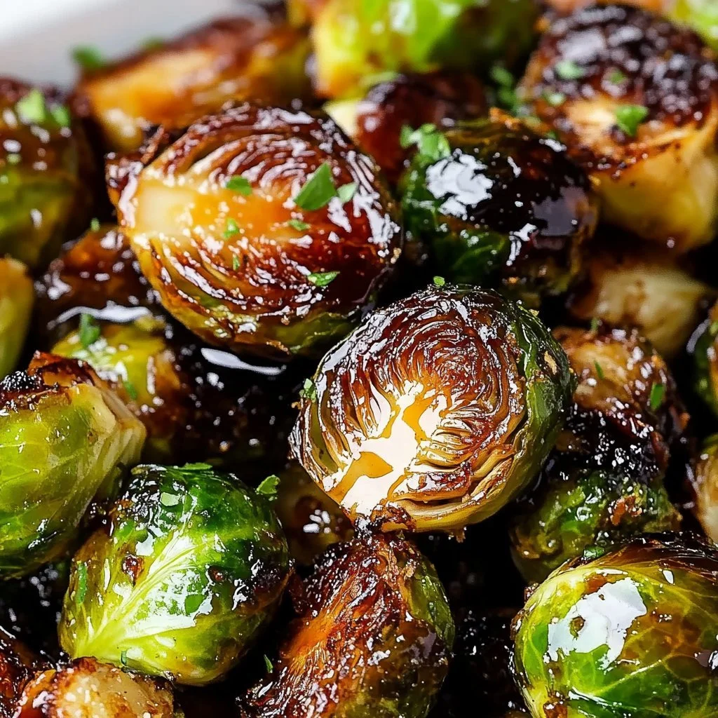 Chrupiąca miodowo-balsamiczna brukselka z dodatkiem miodu i balsamico