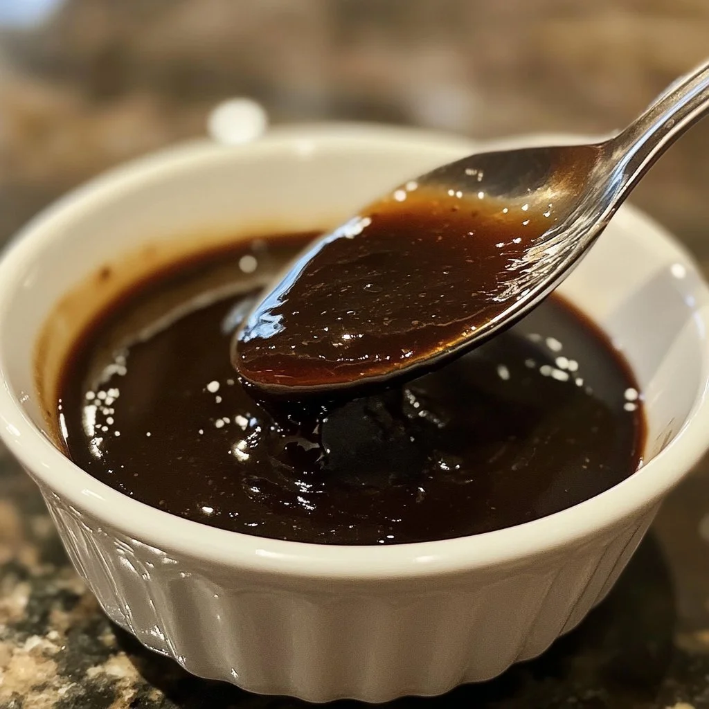 Domowy sos balsamiczny w szklanym słoiku na stole