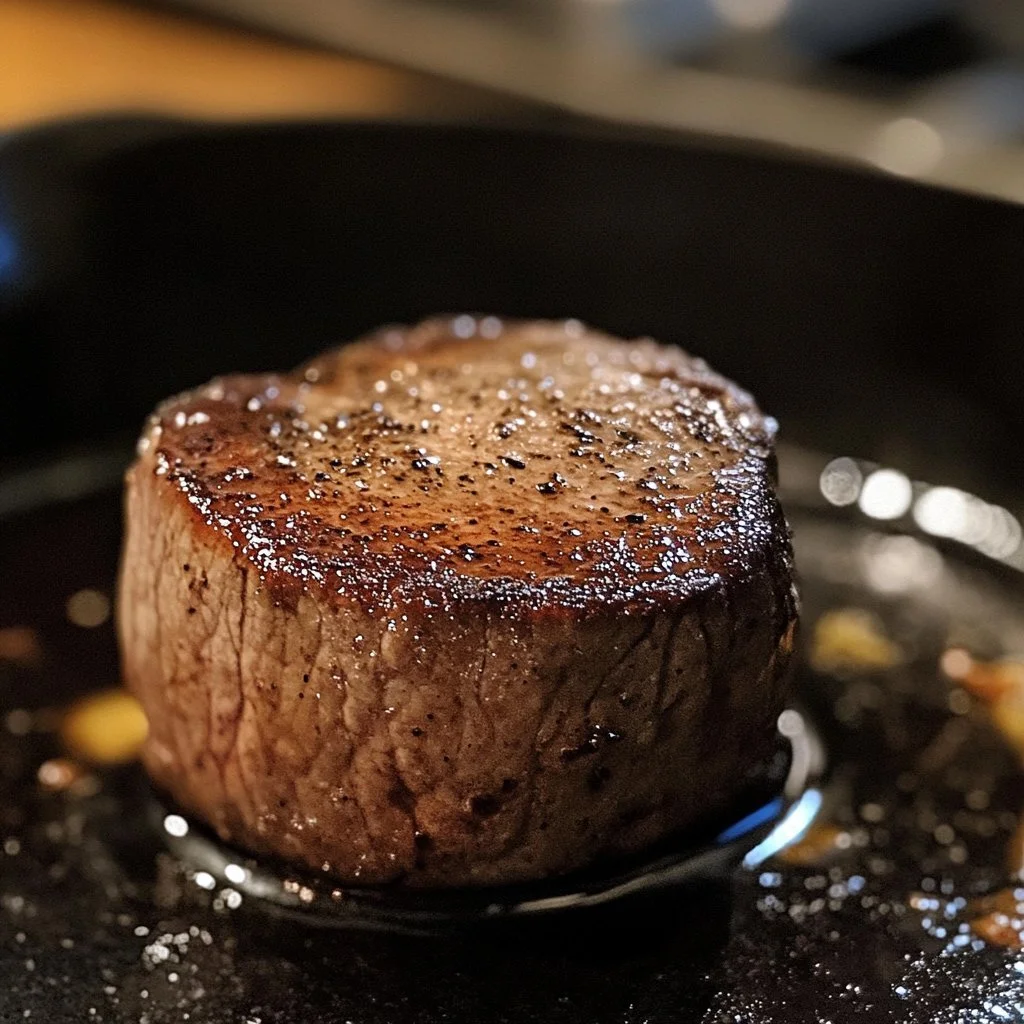 Filet Mignon przygotowany na patelni żeliwnej z warzywami