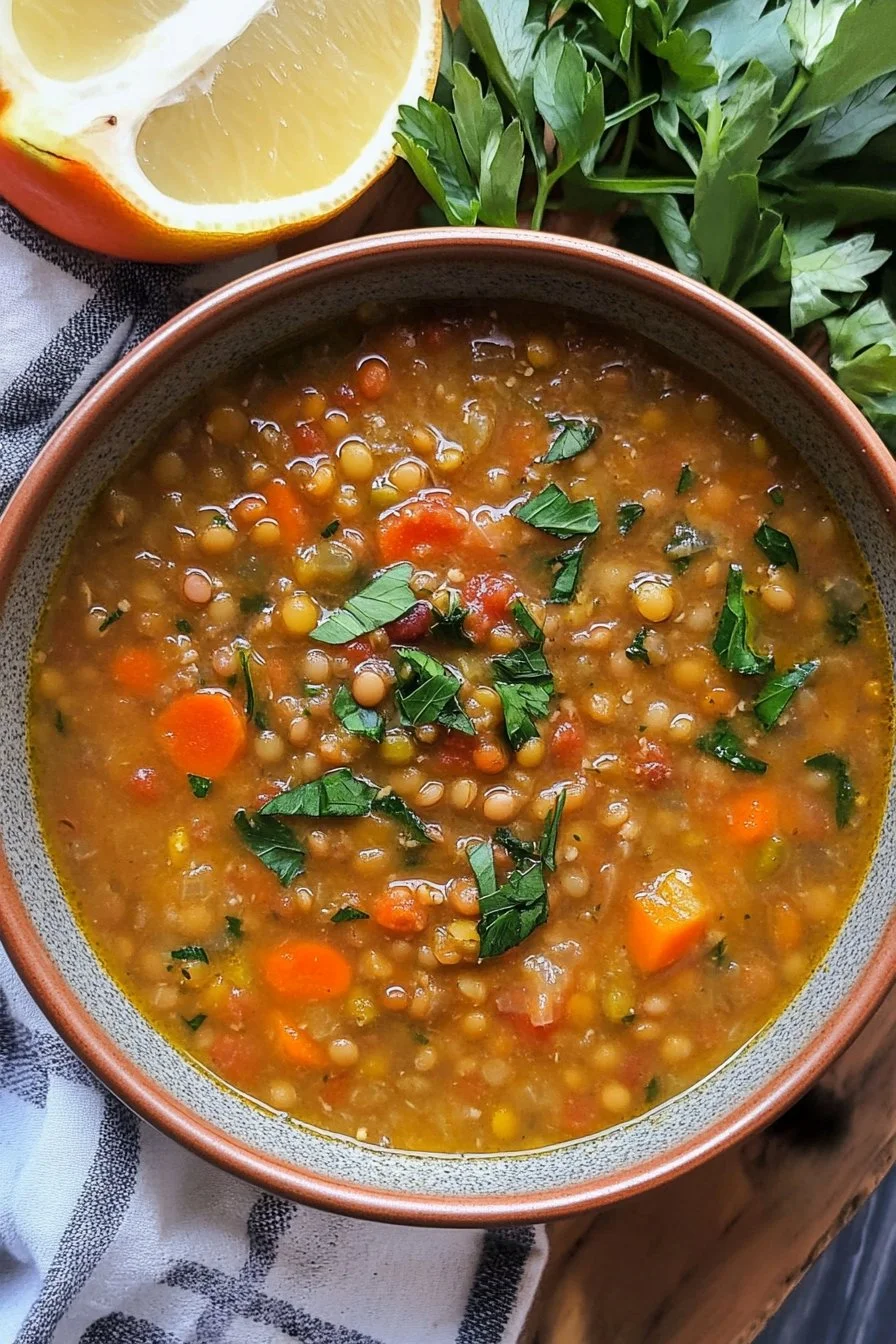 Mediterranean-style lentil soup