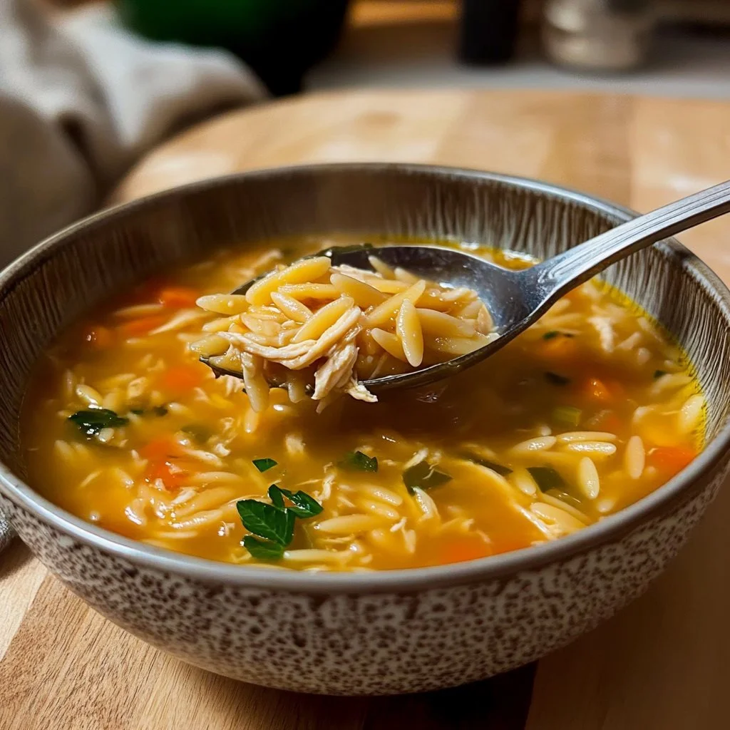 Niskokaloryczna zupa z kurczakiem i warzywami z makaronem orzo