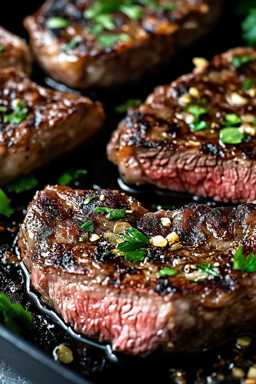 Pan Smażony Stek Rib Eye z Czosnkiem