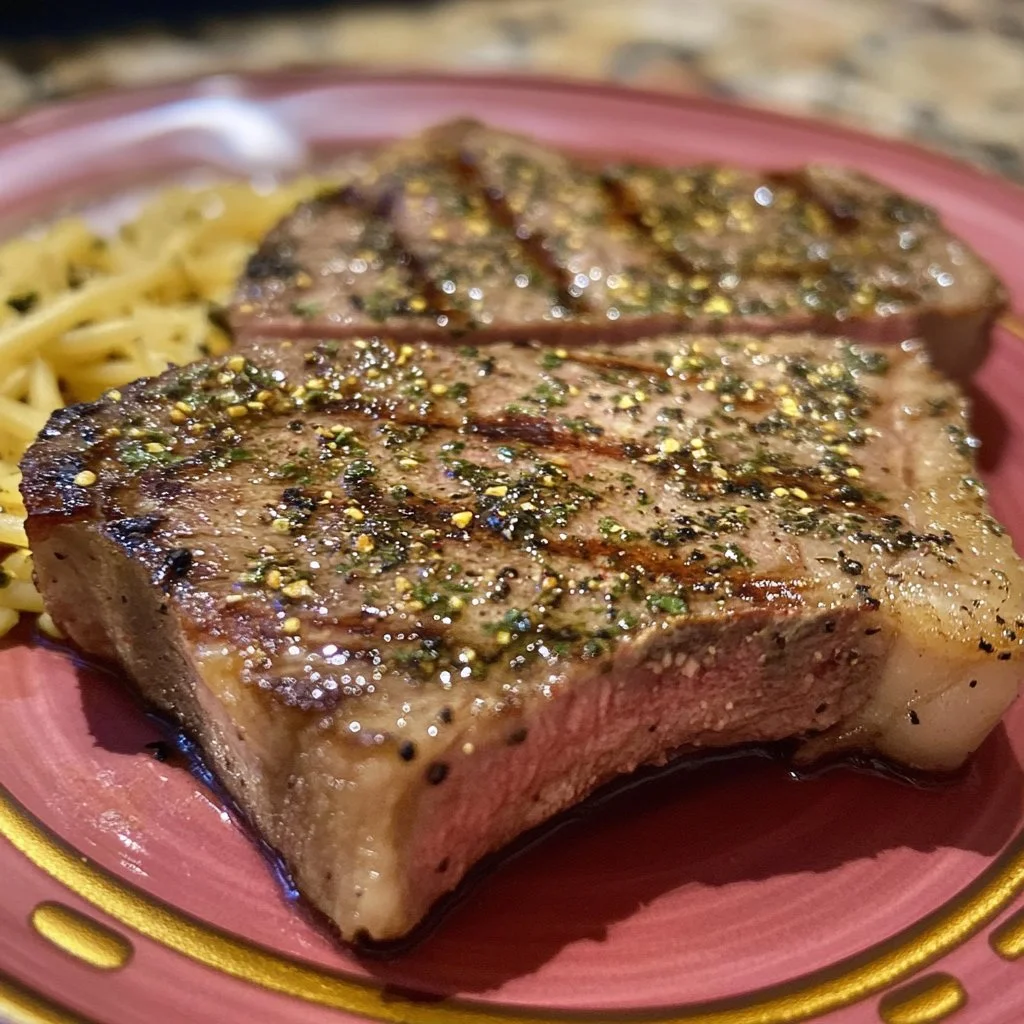 Soczysty stek T-bone w stylu steakhouse na talerzu