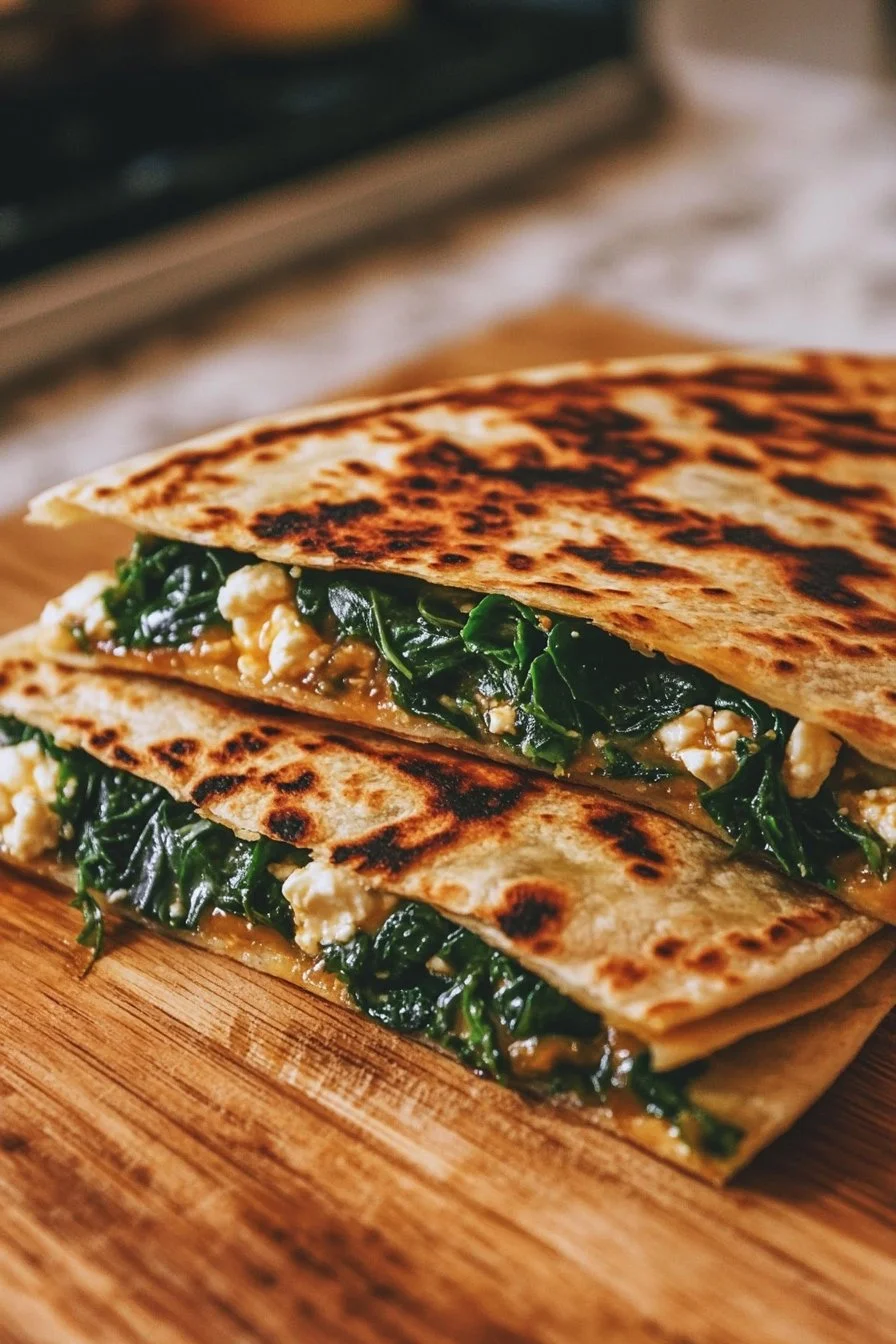 Quesadilla Śródziemnomorska ze Szpinakiem, Feta i Mozzarellą