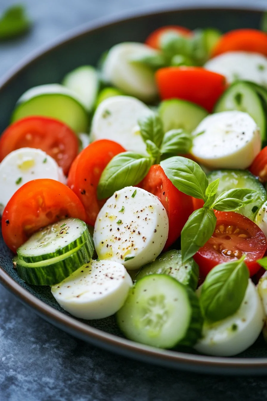 Sałatka Caprese z soczystych ogórków