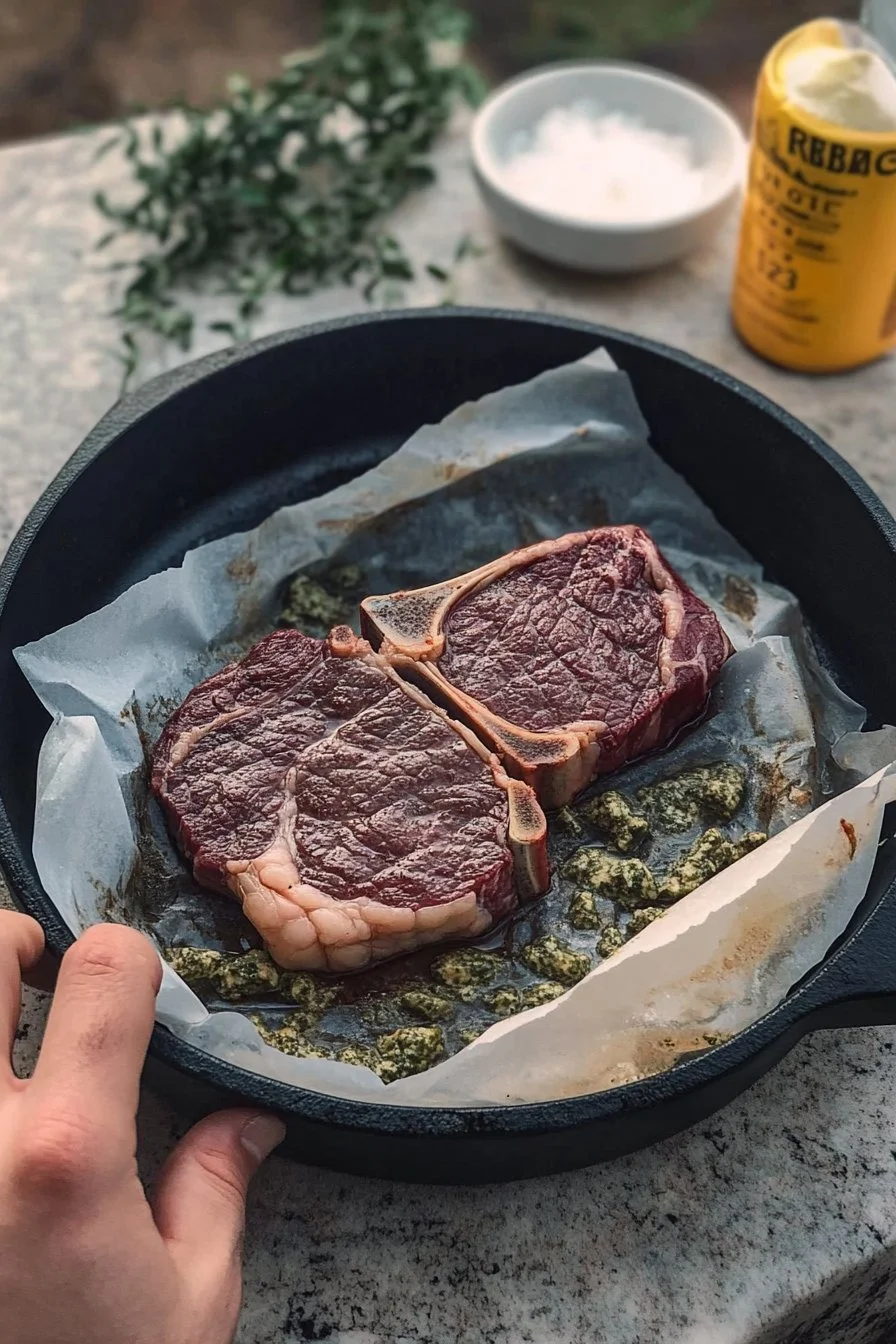 Stek ribeye gotowany na kuchence