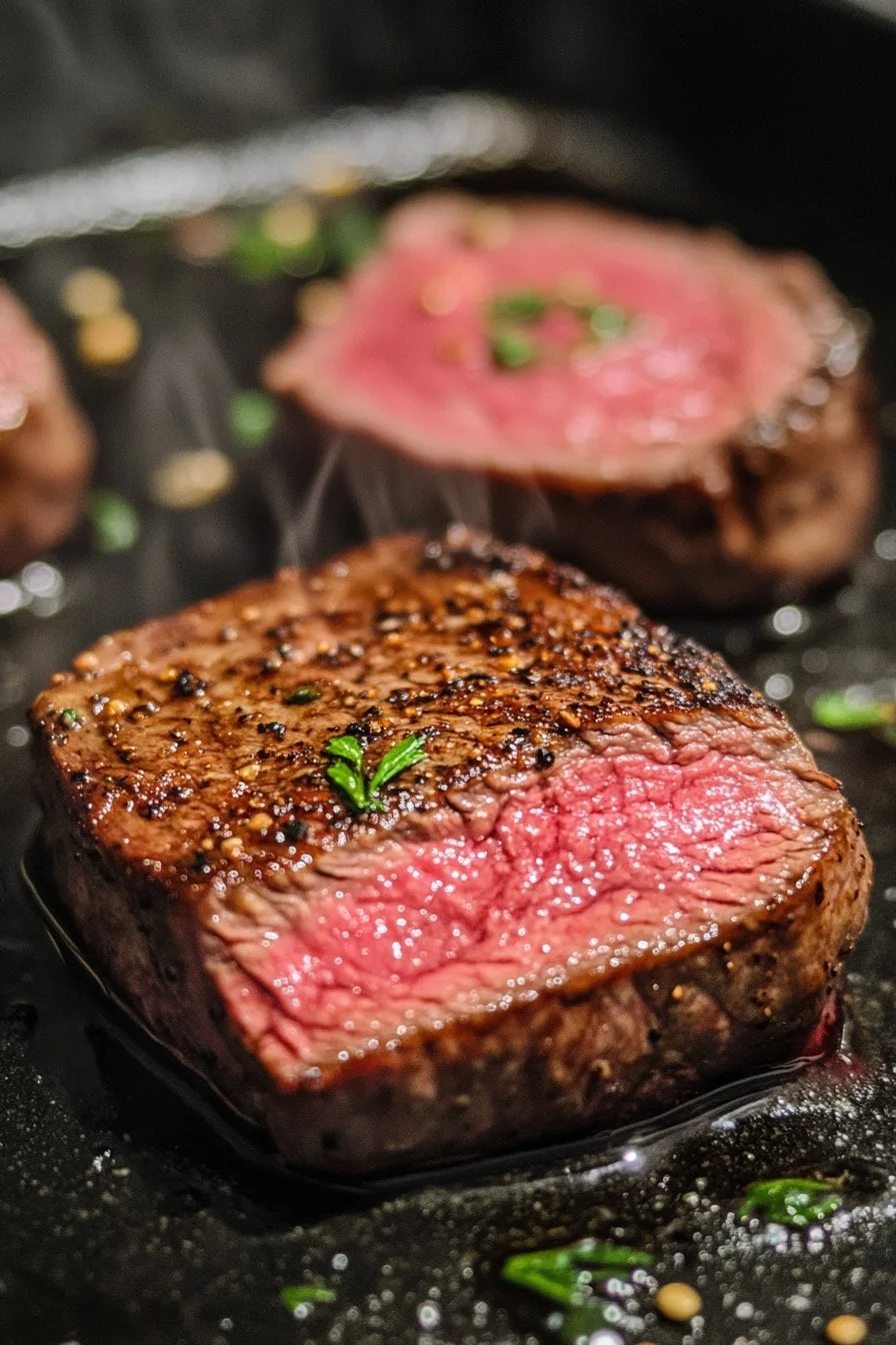 Stek ribeye smażony na patelni