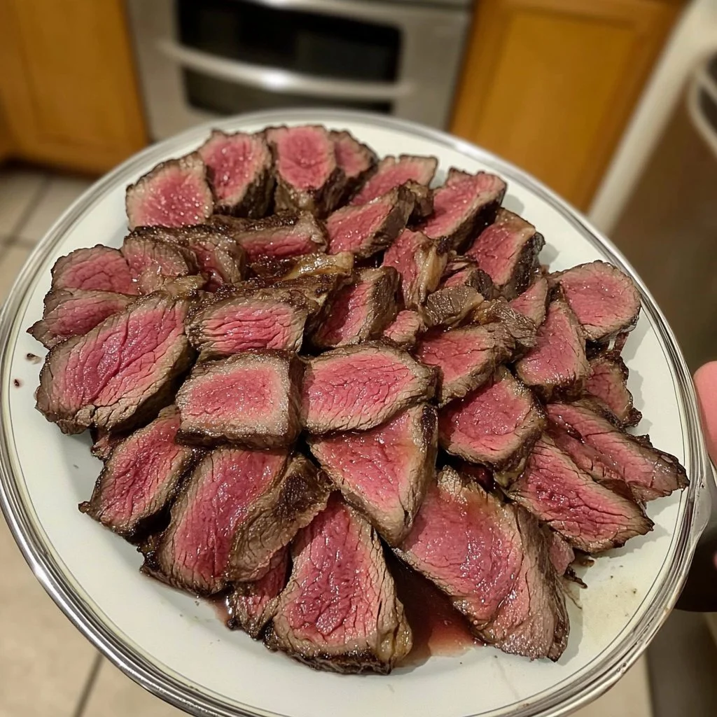 Stek ribeye w średnim wysmażeniu, apetyczne danie mięsne na talerzu.