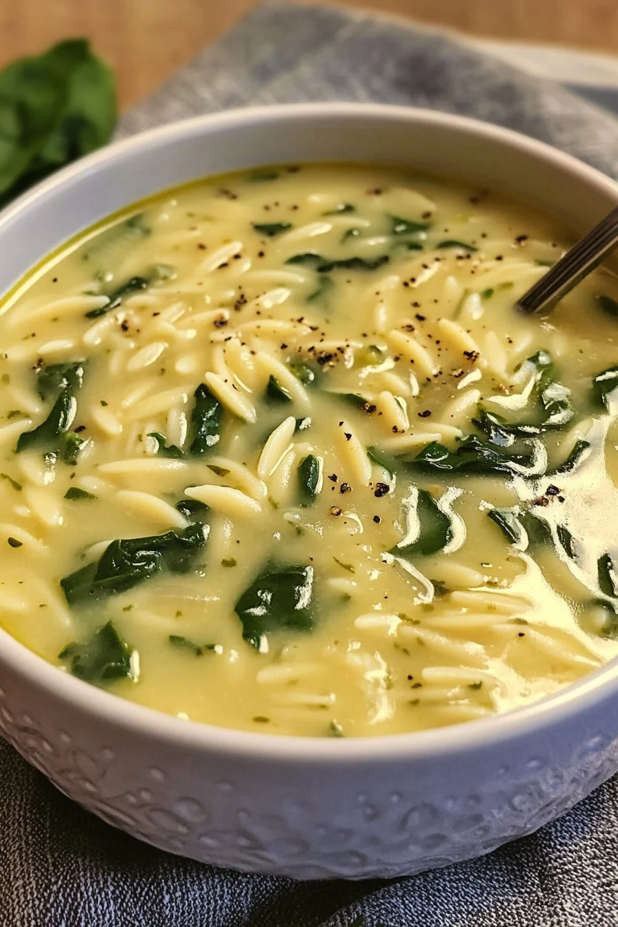 Zdrowa zupa szpinakowa z orzo