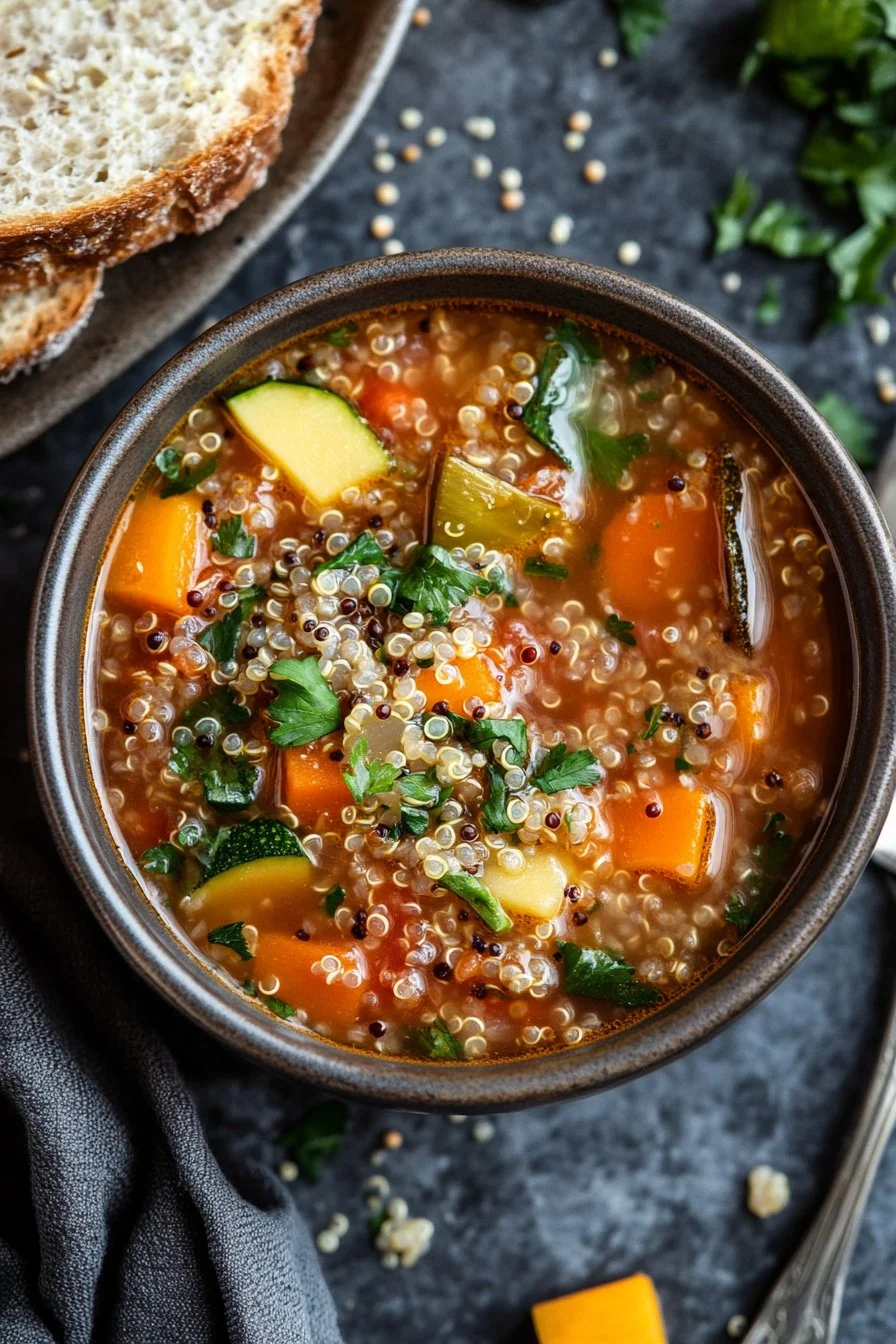 Zdrowa zupa warzywna z quinoa