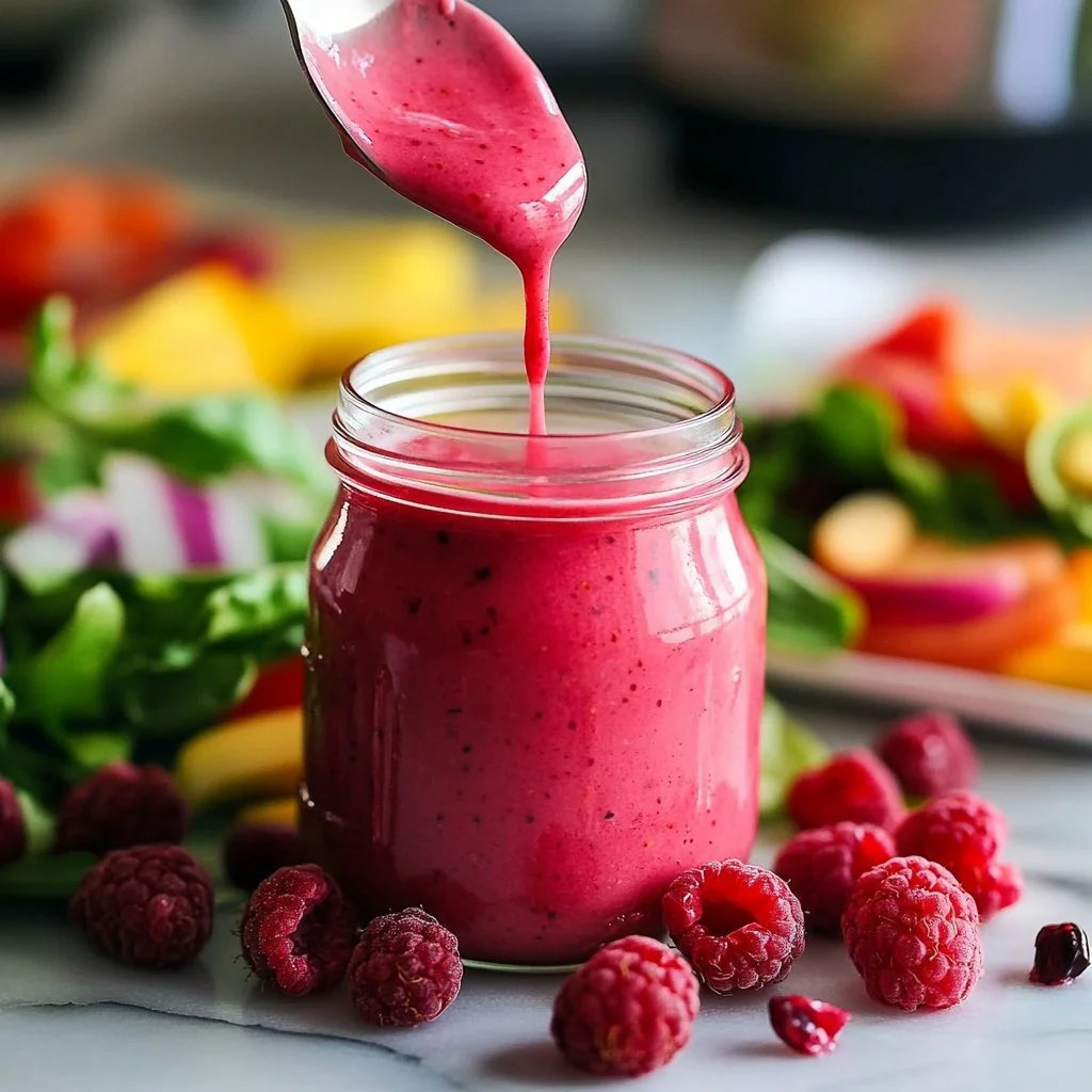 Zdrowy sos vinaigrette z malinami, idealny do sałatek