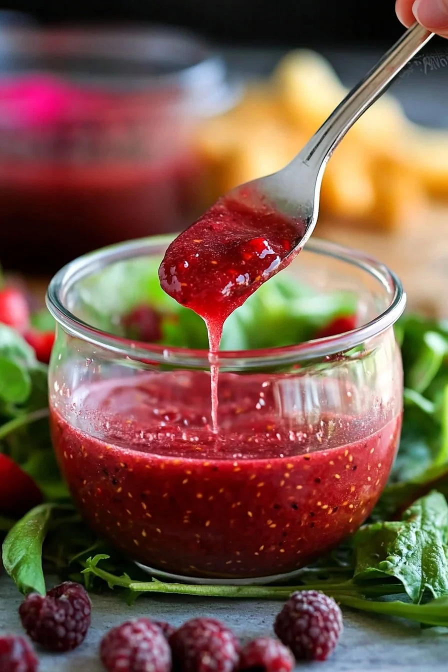 Zdrowy sos vinaigrette z malinami