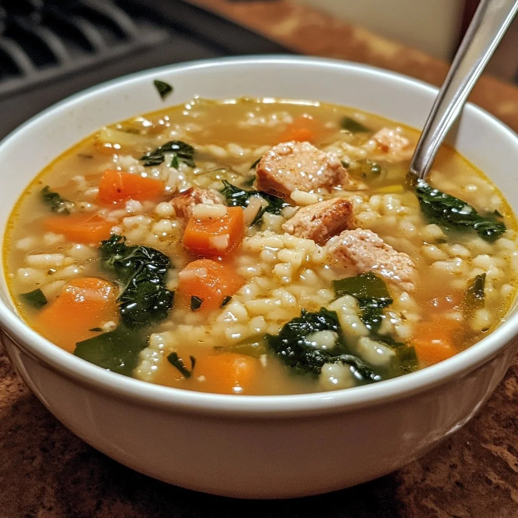 Zupa Pastina po włosku w miseczce z świeżymi ziołami