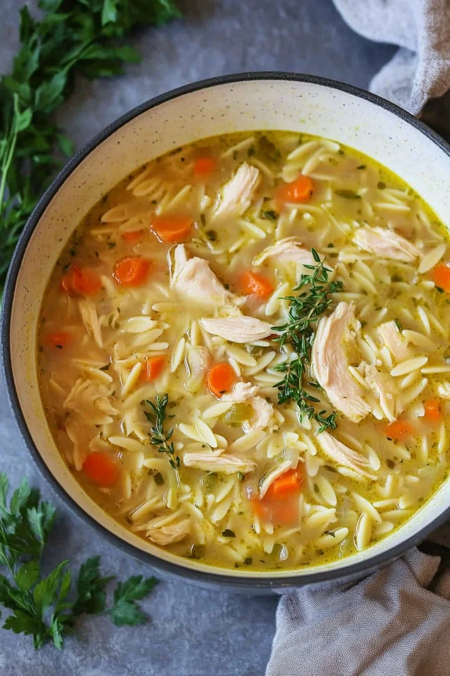Zupa z kurczaka i orzo w jednym garnku