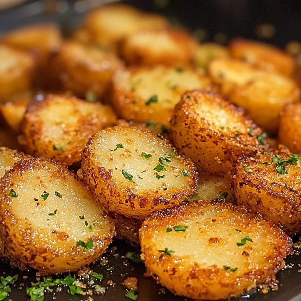 Chrupiące ziemniaki z parmezanem na talerzu, idealne na przekąskę