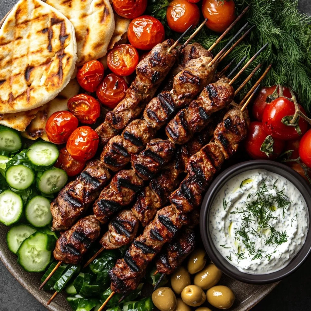 Grecian Plate Chicken Souvlaki z dipem feta na medytacyjnej uczcie