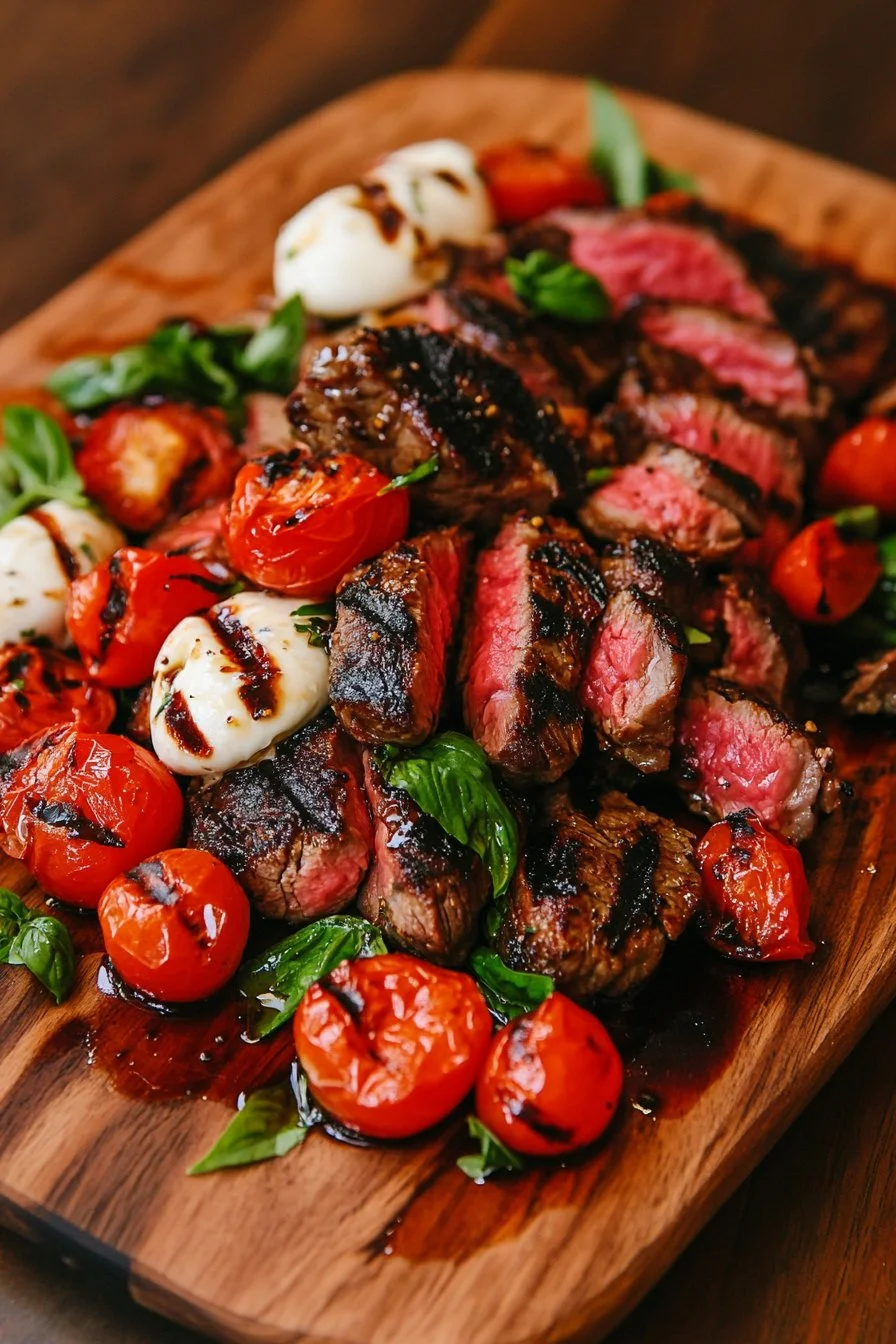 Grillowany Stek Flankowy Caprese z Dressingiem Balsamicznym