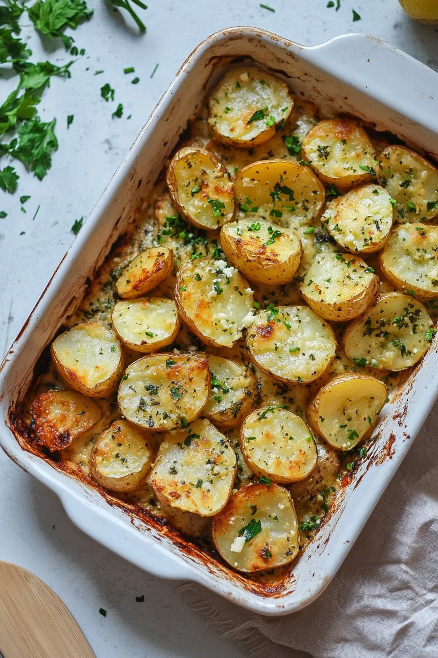 Healthy baked potatoes with feta