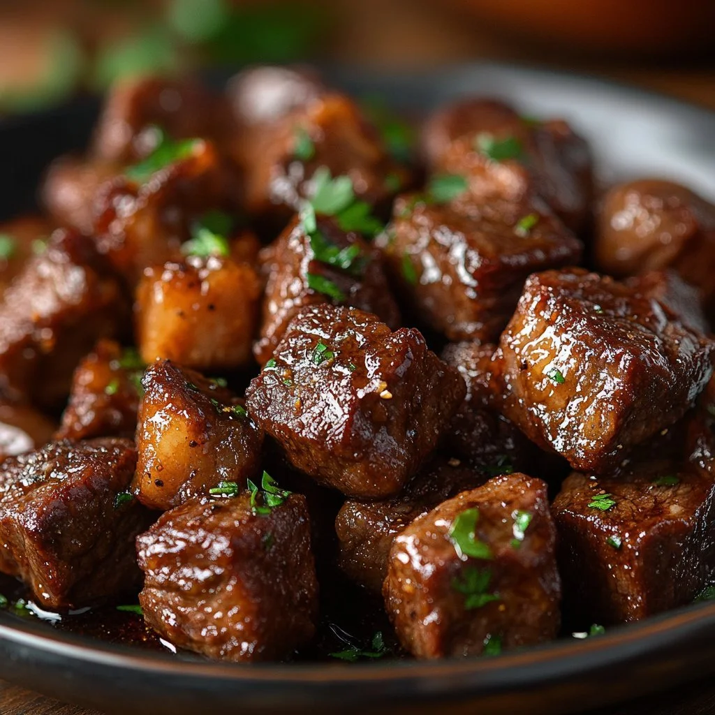 Kawałki steku Texas Roadhouse podane na talerzu