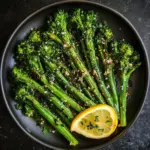 Pieczona broccolini na talerzu z przyprawami