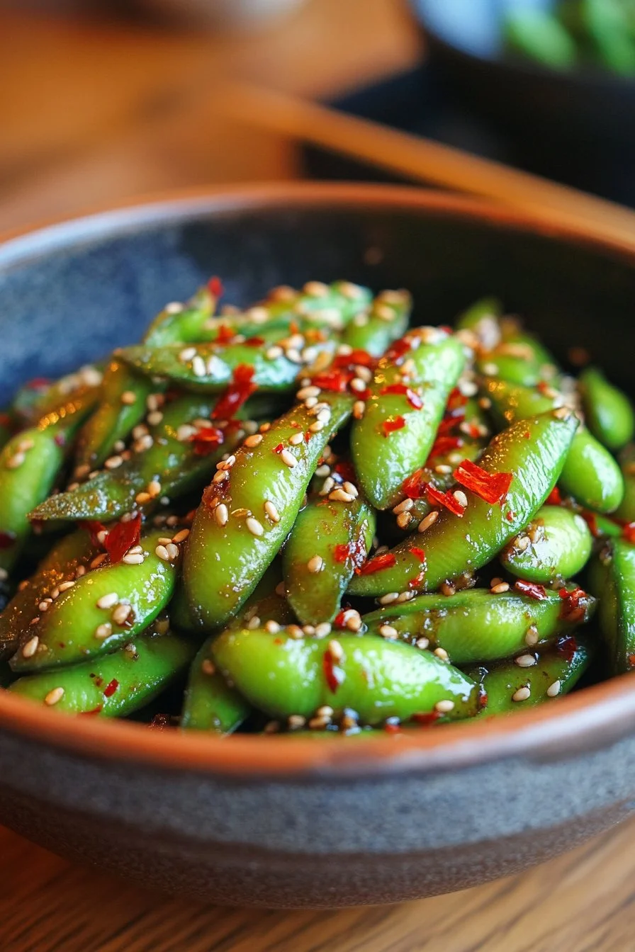 Pikantne edamame z czosnkiem