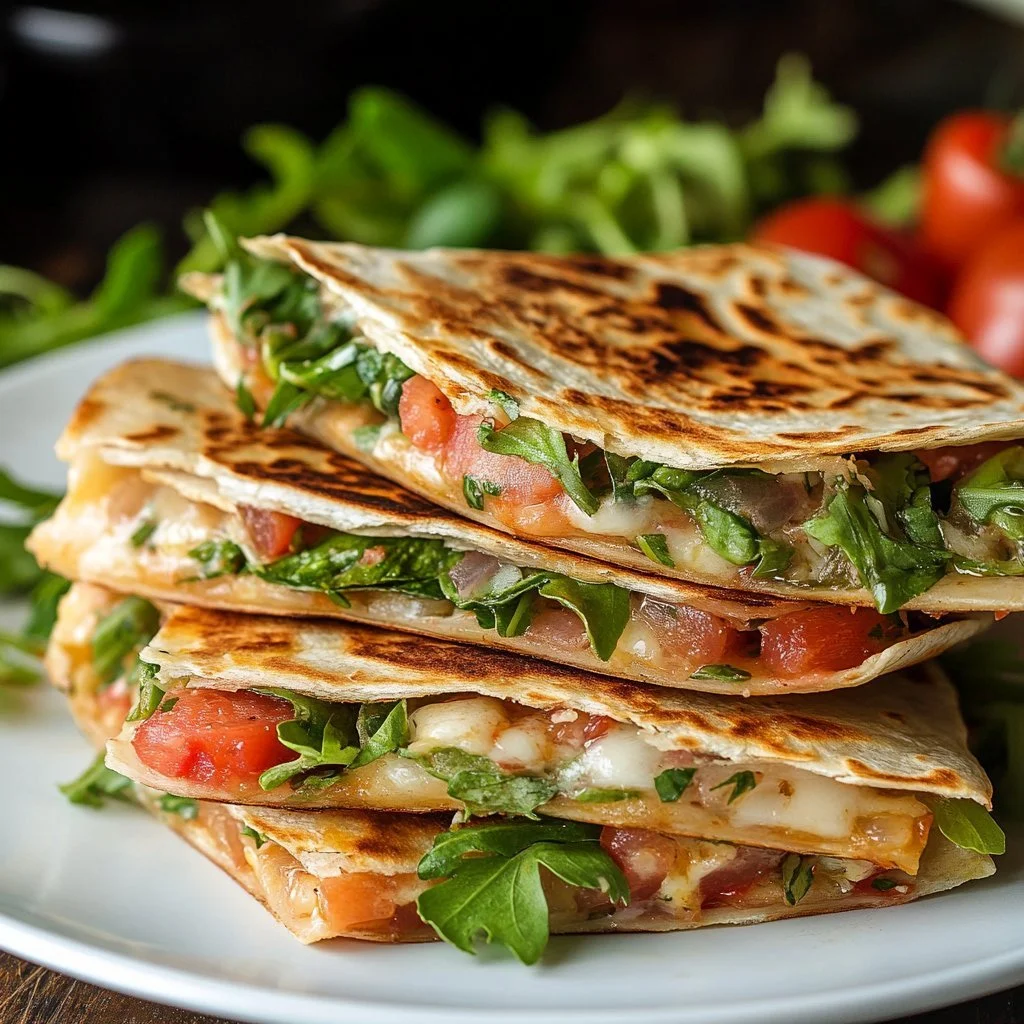 Pyszne Quesadillas Śródziemnomorskie z serem i świeżymi warzywami