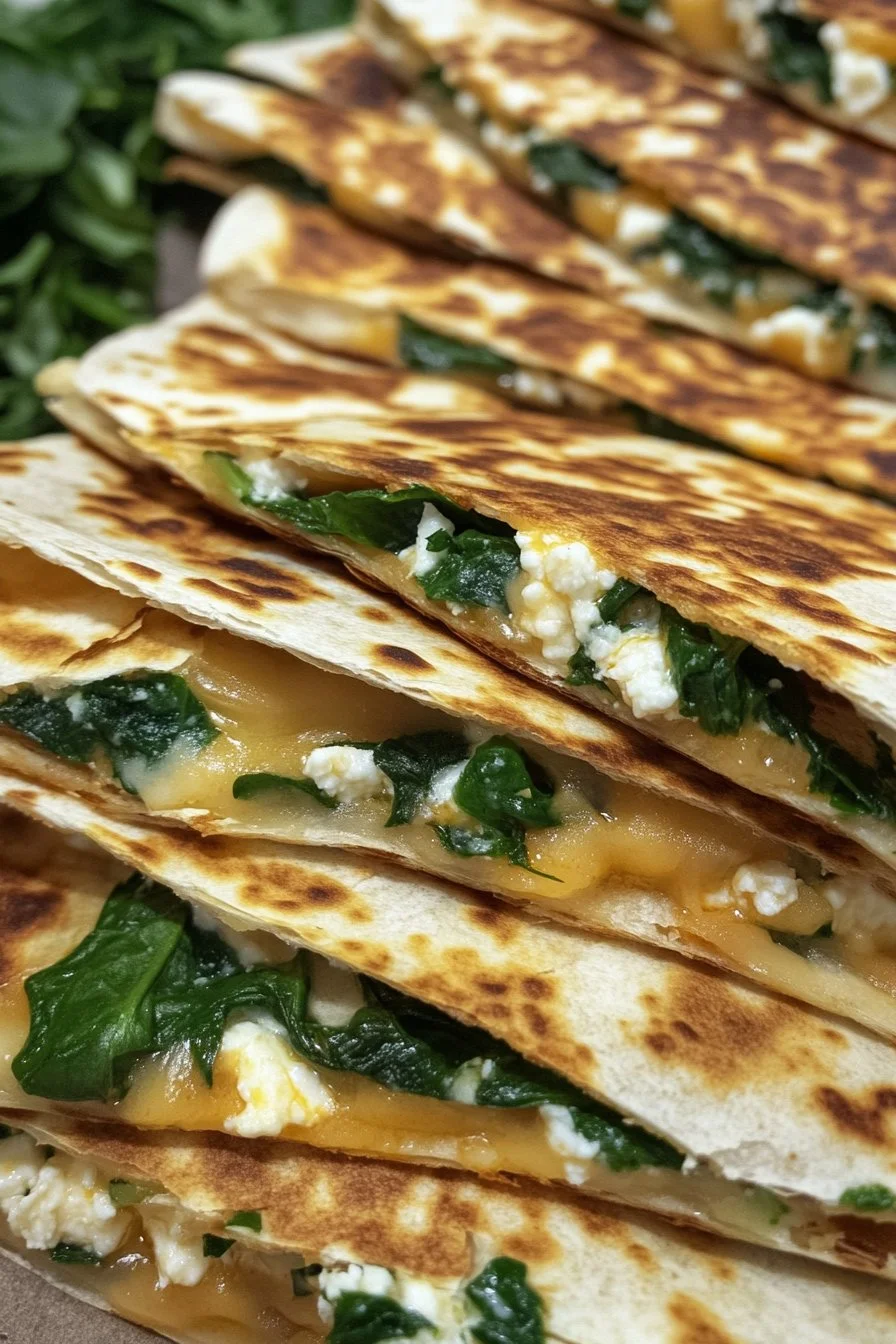 Quesadillas ze szpinakiem i fetą